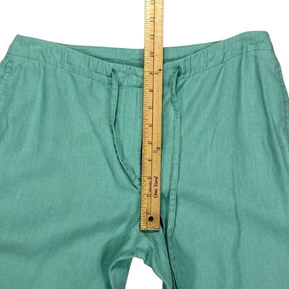Rafaella 100% Linen Straight Leg Pants Womens 8 Green Drawstring Casual Coastal - Picture 11 of 14